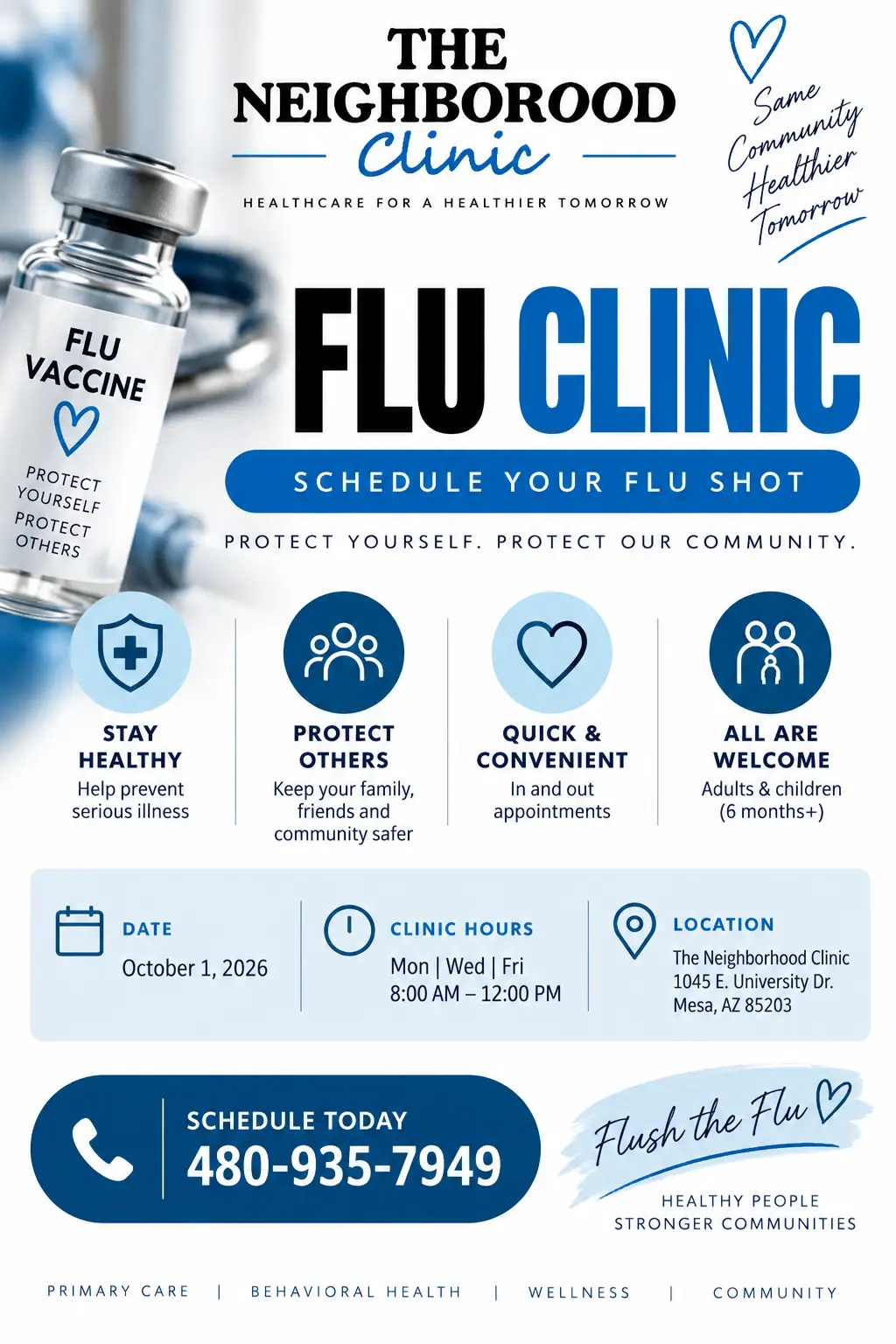Pending TNC flu clinic event flyer